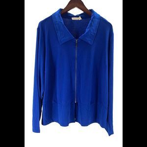 Truth + Style Cropped Matte Jersey Zip Front Jacket Cobalt - Regular